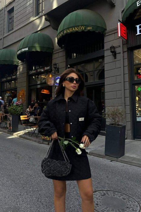ONE COLOR JACKET+SKIRT WOMEN SET BLACK/ E ZEZE - 2