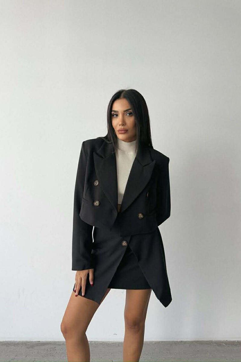 ONE COLOR JACKET+SKIRT WOMEN SET BLACK/ E ZEZE - 5