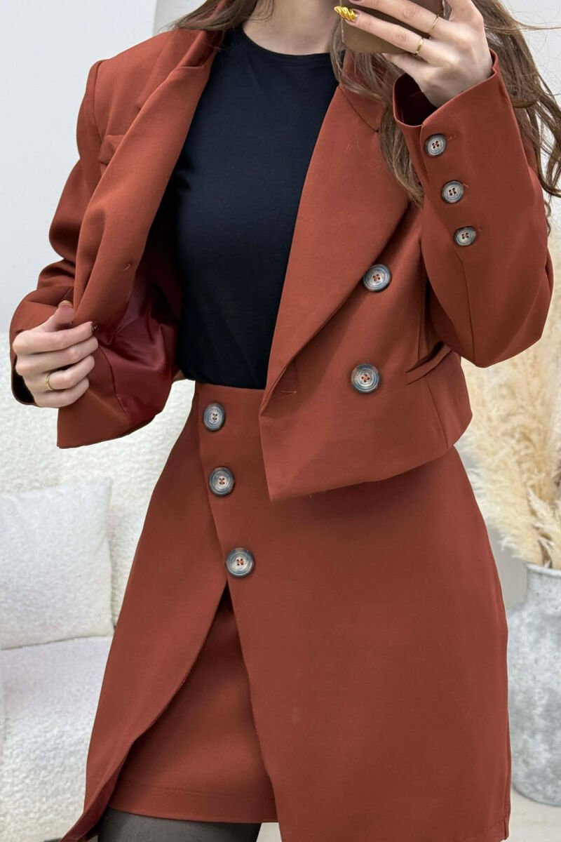 ONE COLOR JACKET+SKIRT WOMEN SET BRICK/TULLE - 4