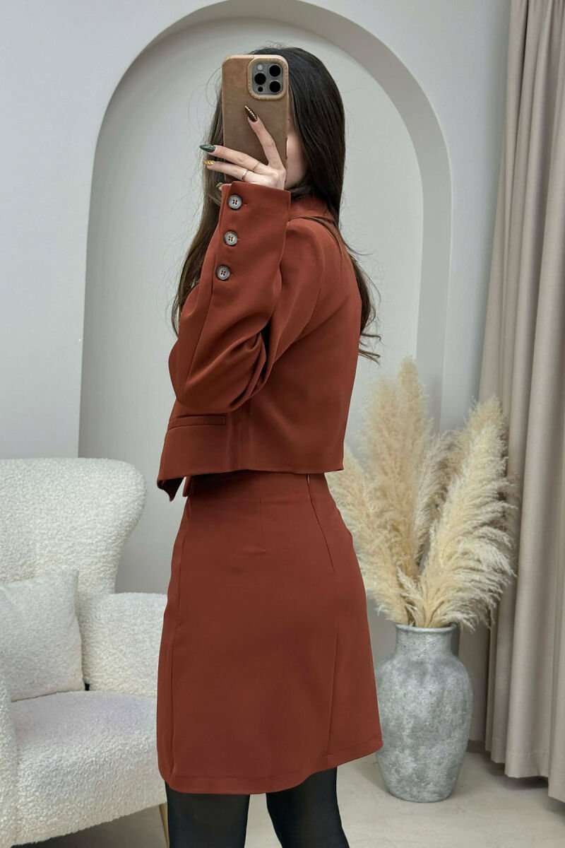 ONE COLOR JACKET+SKIRT WOMEN SET BRICK/TULLE - 5