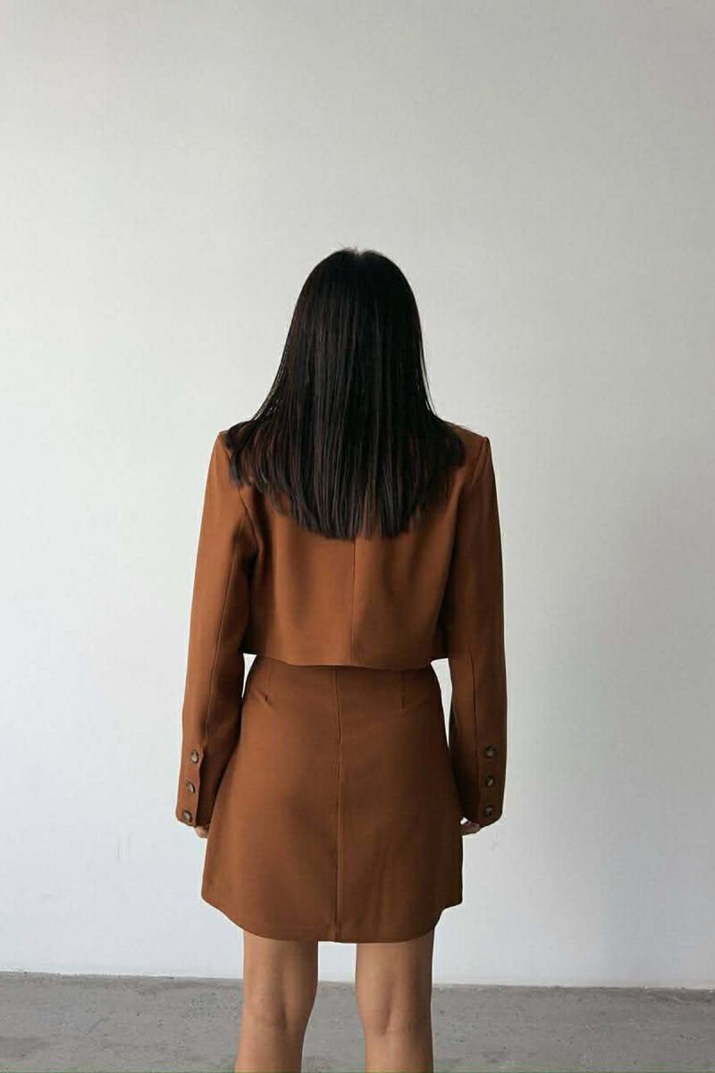 ONE COLOR JACKET+SKIRT WOMEN SET BROWN/KAFE - 4