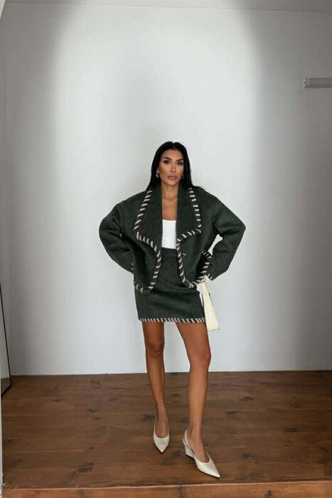 ONE COLOR JACKET+SKIRT WOMEN SET GREEN/JESHILE 