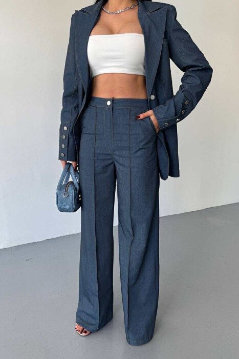 ONE COLOR JACKET+TROUSER WOMEN SET BLUE/BLU - 2