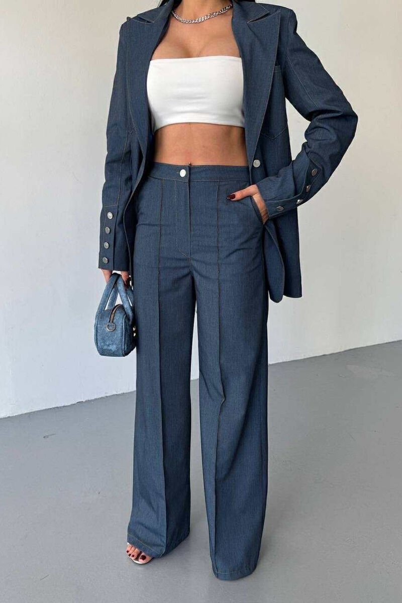 ONE COLOR JACKET+TROUSER WOMEN SET BLUE/BLU - 2