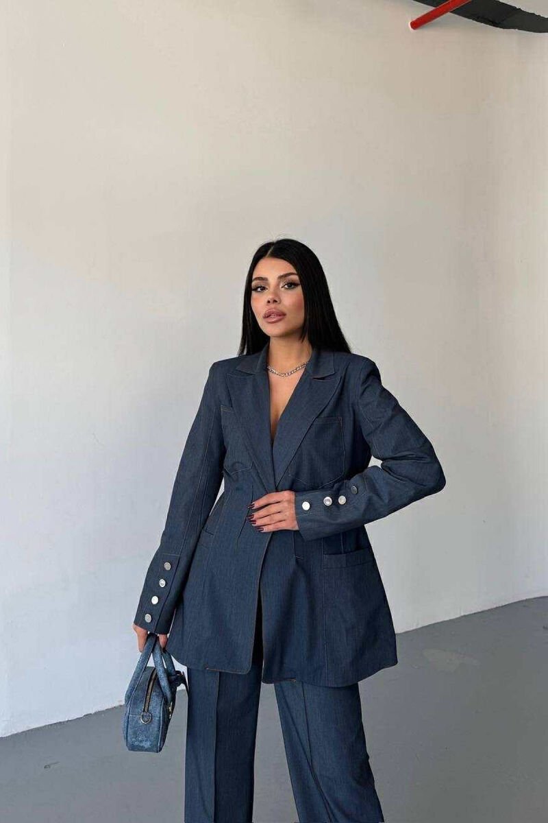 ONE COLOR JACKET+TROUSER WOMEN SET BLUE/BLU - 5