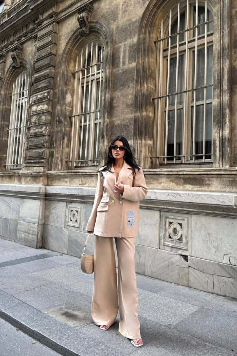 ONE COLOR JACKET+TROUSERS WOMEN SET BEIGE/BEZHE - 1