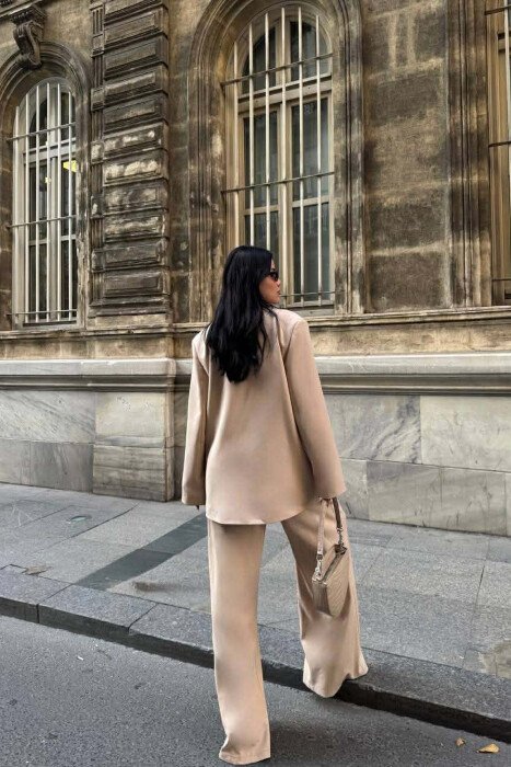 ONE COLOR JACKET+TROUSERS WOMEN SET BEIGE/BEZHE - 2