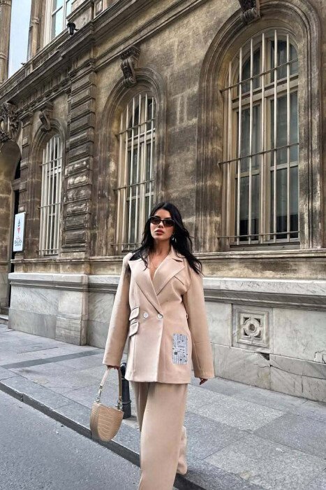 ONE COLOR JACKET+TROUSERS WOMEN SET BEIGE/BEZHE - 3