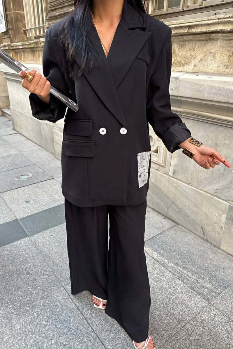 ONE COLOR JACKET+TROUSERS WOMEN SET BLACK/ E ZEZE - 2
