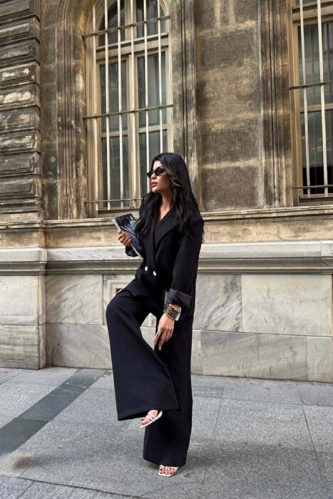 ONE COLOR JACKET+TROUSERS WOMEN SET BLACK/ E ZEZE - 4