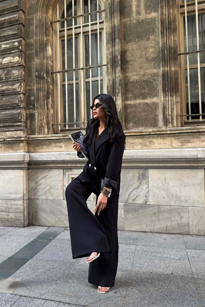 ONE COLOR JACKET+TROUSERS WOMEN SET BLACK/ E ZEZE - 4