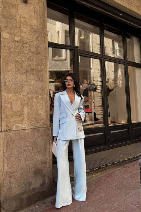 ONE COLOR JACKET+TROUSERS WOMEN SET LIGHTBLUE/BZ - 1