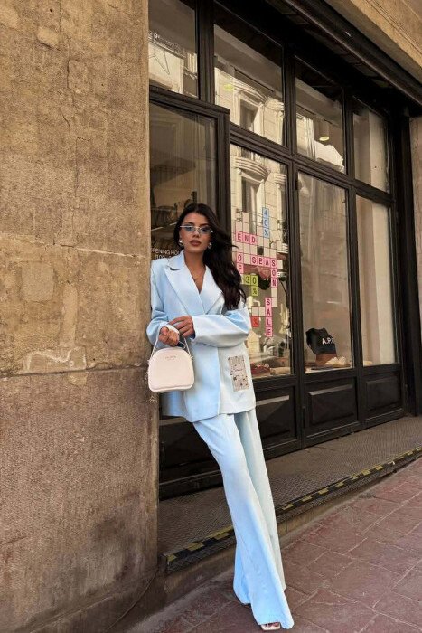 ONE COLOR JACKET+TROUSERS WOMEN SET LIGHTBLUE/BZ - 3