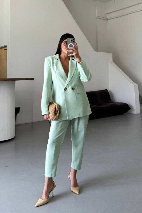 ONE COLOR JACKET+TROUSERS WOMEN SET MINT/MENTE - KLAUDIO FASHION