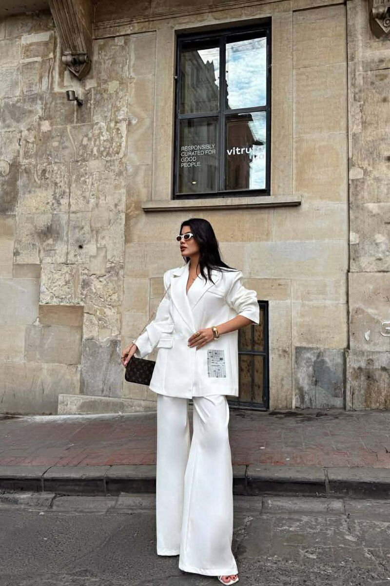 ONE COLOR JACKET+TROUSERS WOMEN SET WHITE-E BARDHE - 2