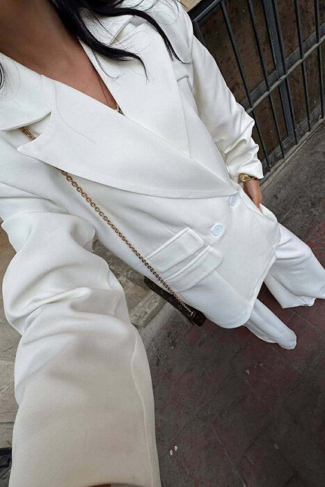 ONE COLOR JACKET+TROUSERS WOMEN SET WHITE-E BARDHE - 4