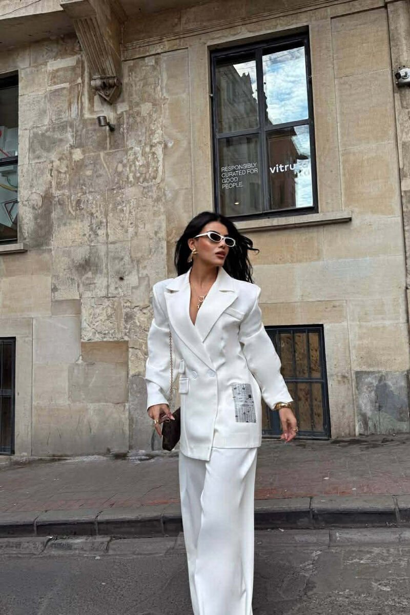 ONE COLOR JACKET+TROUSERS WOMEN SET WHITE-E BARDHE - 7