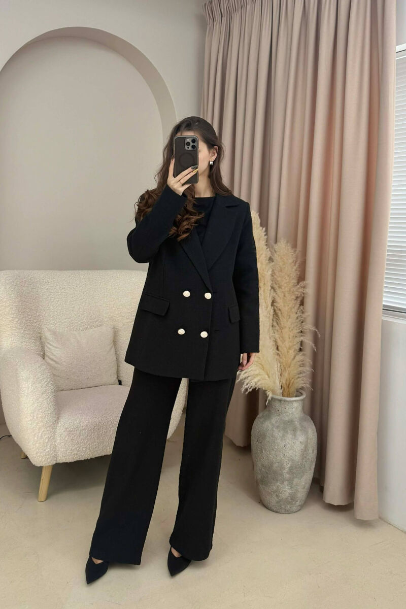 ONE COLOR JACKET+VEST+TROUSERS WOMEN SET BLACK/ E ZEZE - 2