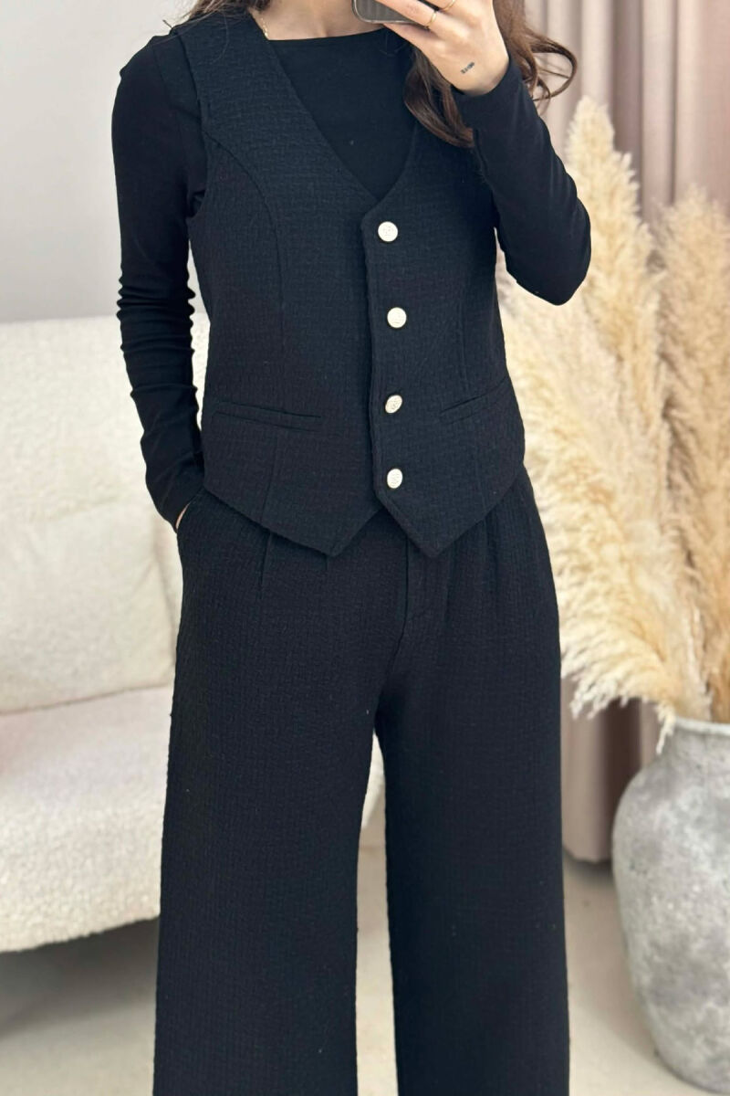 ONE COLOR JACKET+VEST+TROUSERS WOMEN SET BLACK/ E ZEZE - 4