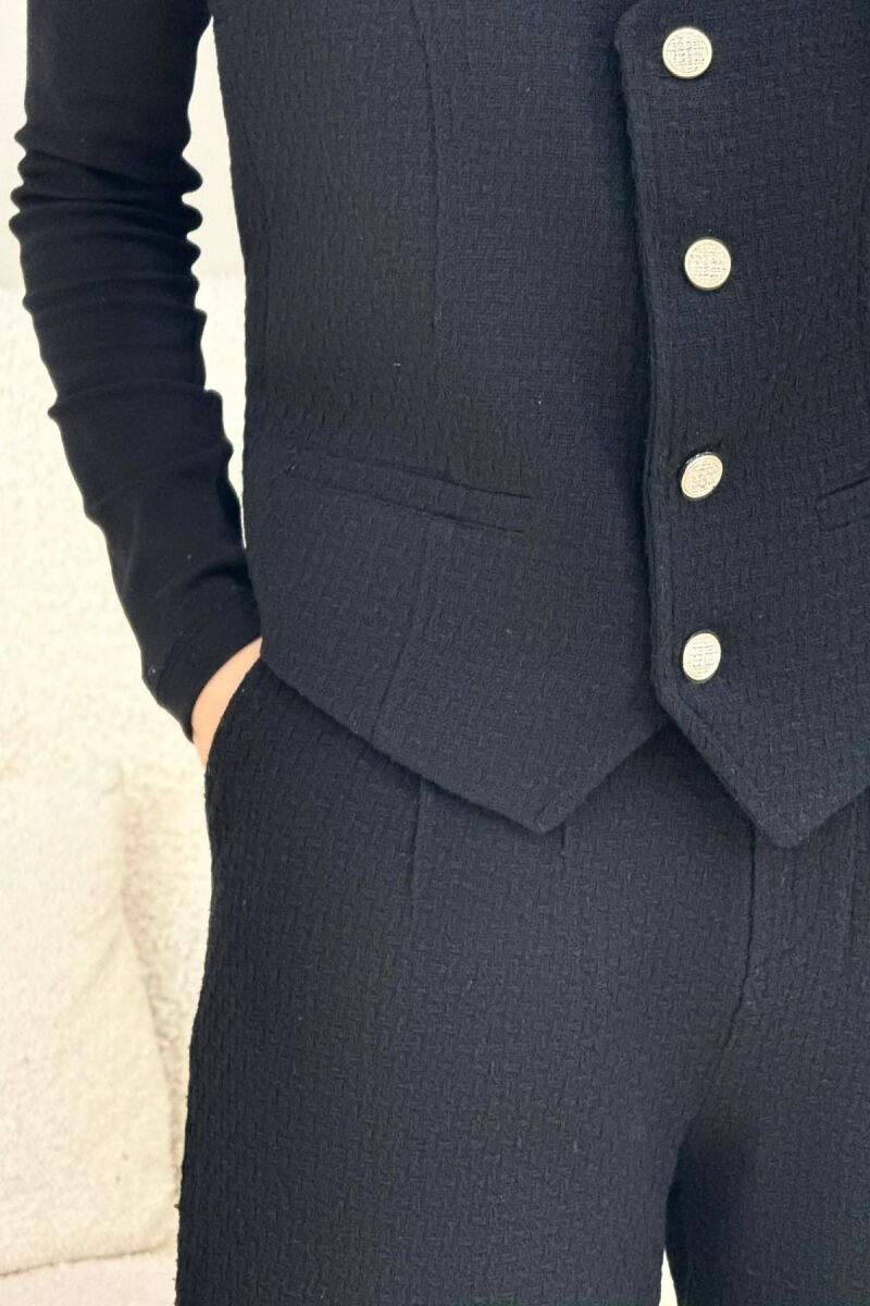 ONE COLOR JACKET+VEST+TROUSERS WOMEN SET BLACK/ E ZEZE - 5