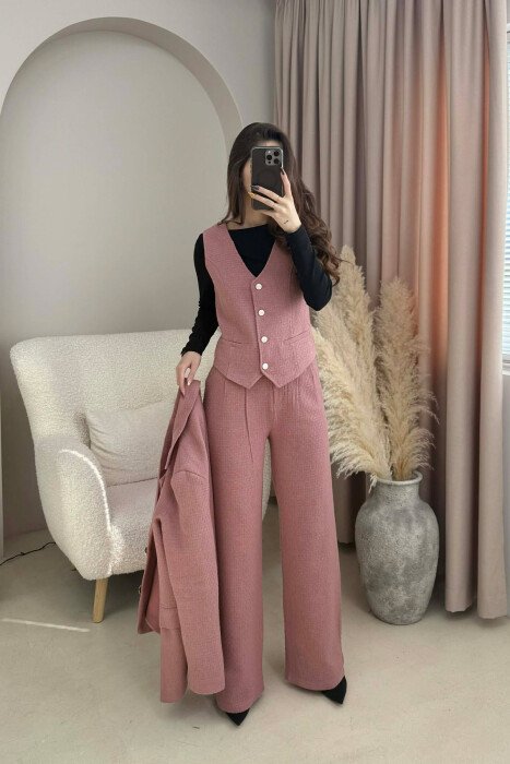 ONE COLOR JACKET+VEST+TROUSERS WOMEN SET VINEGAR/UTHULL - 4