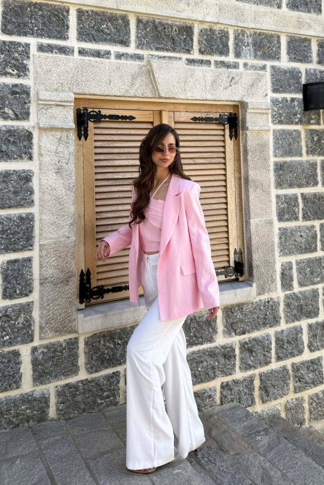 ONE COLOR JACKET + CROP TOP WOMAN SET PINK/ROZE - 2