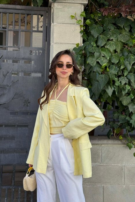 ONE COLOR JACKET + CROP TOP WOMAN SET YELLOW/E VERDHE - 1