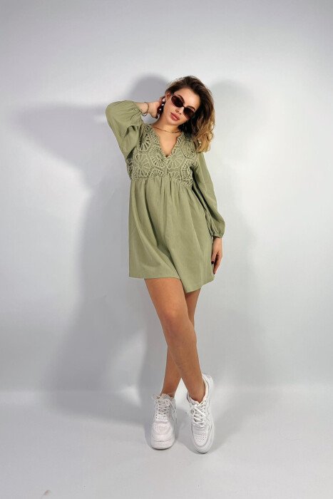 ONE COLOR KNITTED DETAIL WOMEN JUMPSUIT GREEN/JESHILE - 1