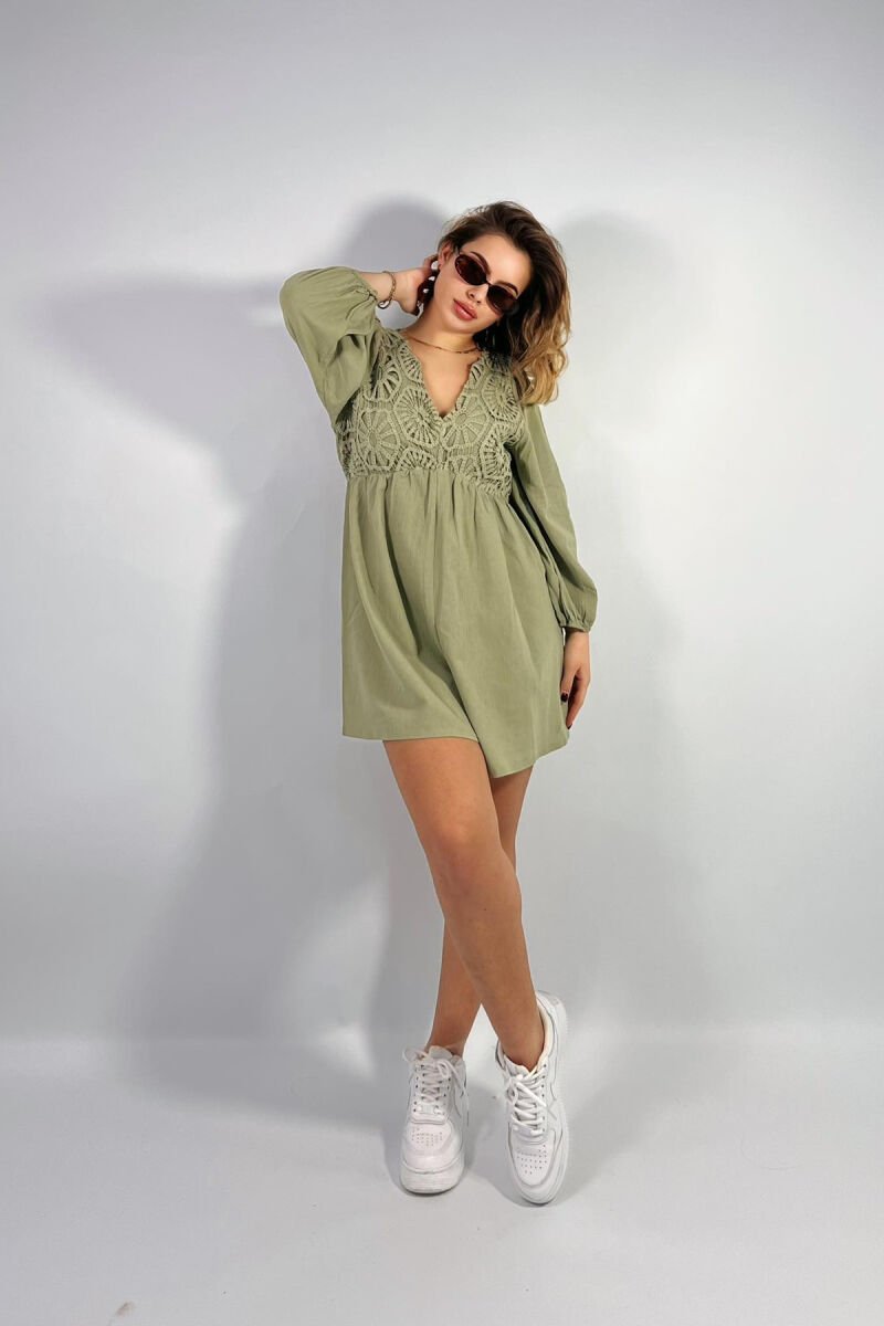 ONE COLOR KNITTED DETAIL WOMEN JUMPSUIT GREEN/JESHILE - 1