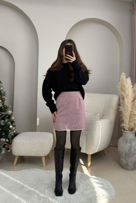 ONE COLOR KNITTED SIMPLE WOMEN SKIRT PURPLE/LEJLA - 6