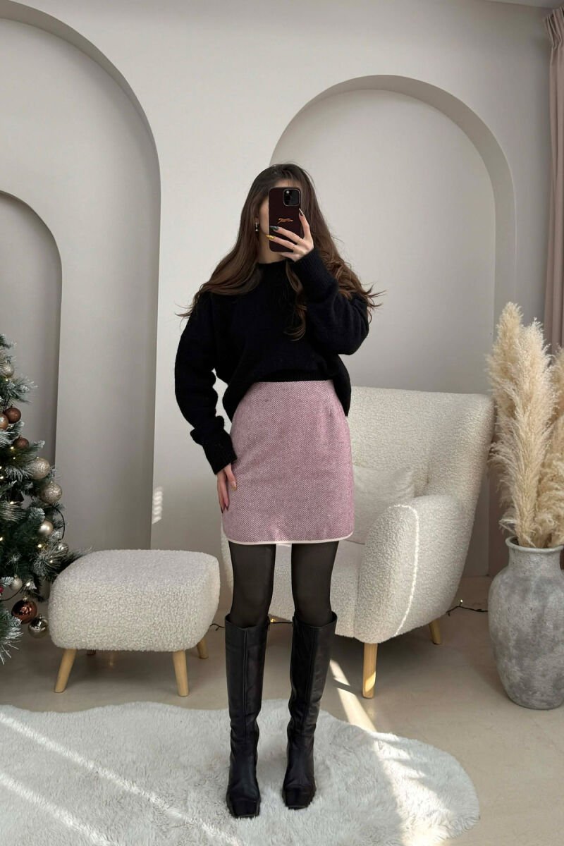 ONE COLOR KNITTED SIMPLE WOMEN SKIRT PURPLE/LEJLA - 6
