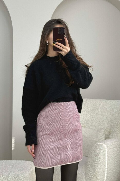 ONE COLOR KNITTED SIMPLE WOMEN SKIRT PURPLE/LEJLA - 8
