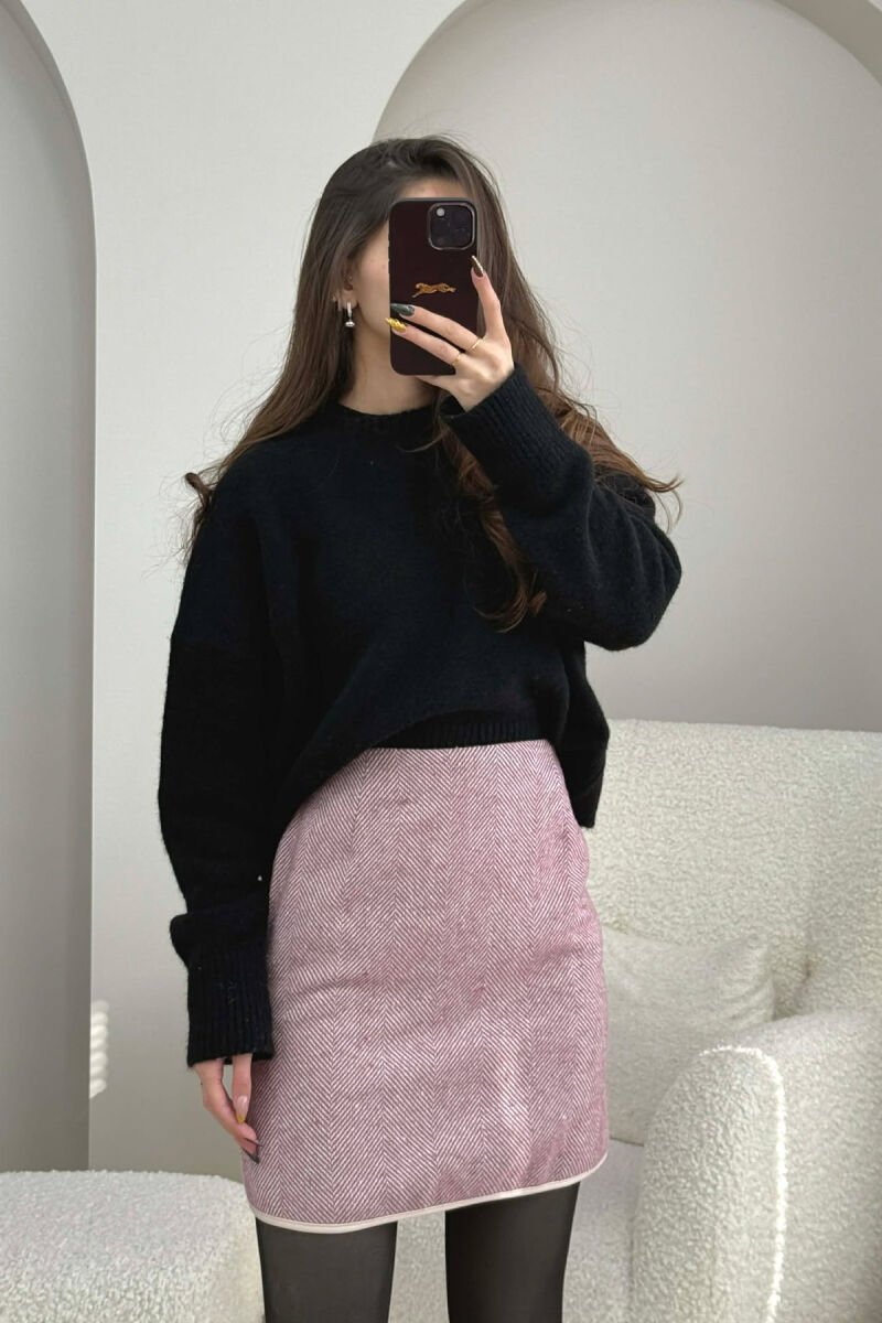 ONE COLOR KNITTED SIMPLE WOMEN SKIRT PURPLE/LEJLA - 8
