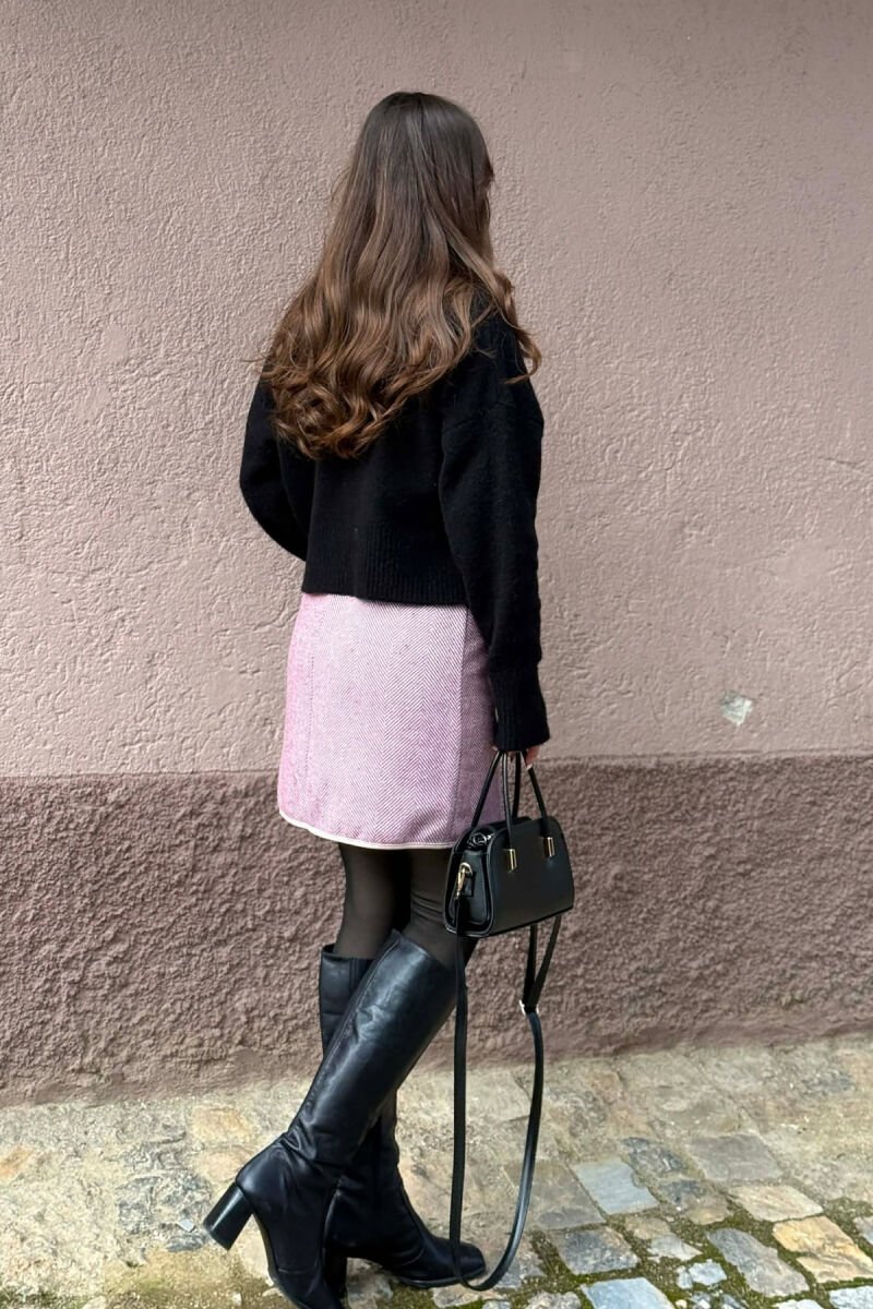 ONE COLOR KNITTED SIMPLE WOMEN SKIRT PURPLE/LEJLA - 4