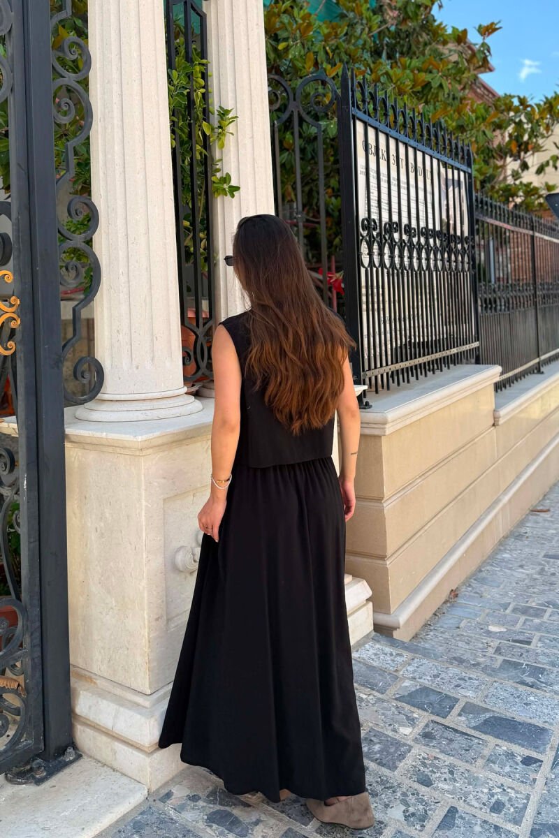 ONE COLOR KNITTED VEST + SKIRT WOMAN SET BLACK/ E ZEZE - 5