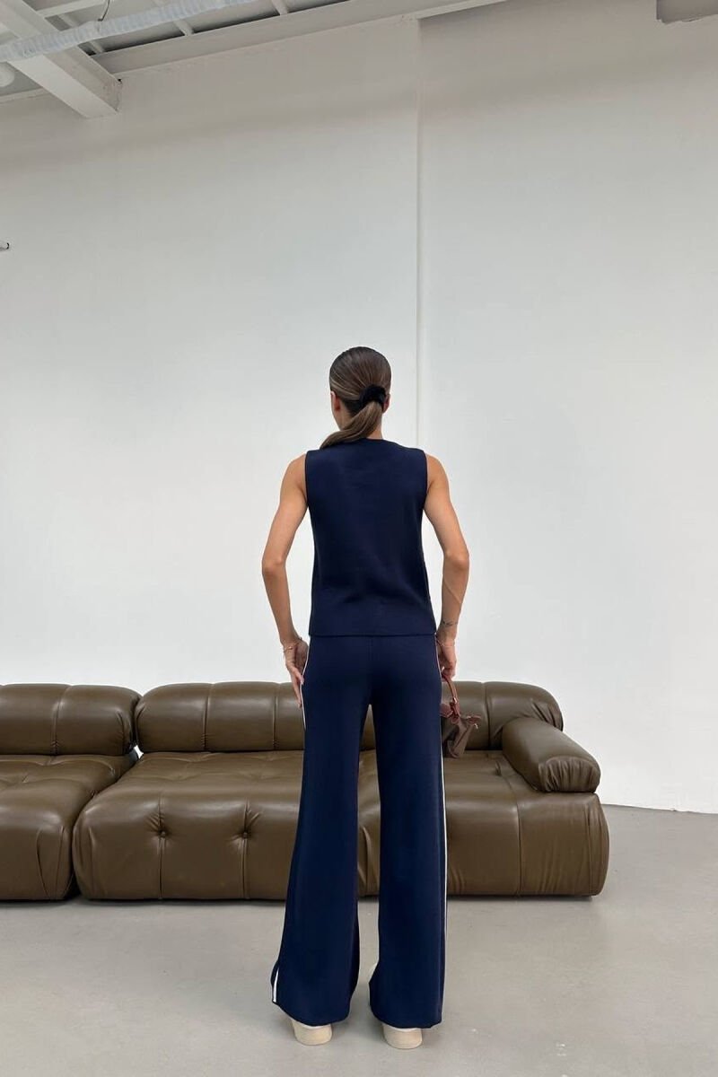 ONE COLOR KNITTED VEST +TROUSERS WOMAN SET BLUE/BLU - 4
