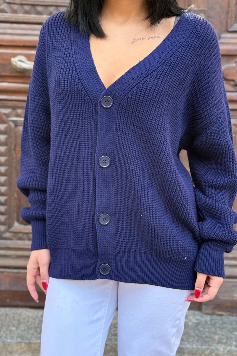 ONE COLOR KNITTED WOMAN CARDIGAN BLUE/BLU - 2