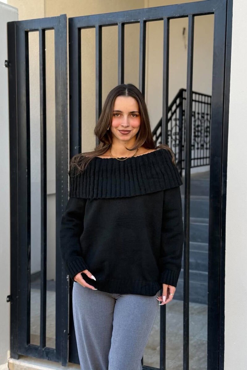 ONE COLOR KNITTED WOMAN SWEATER BLACK/ E ZEZE - 1