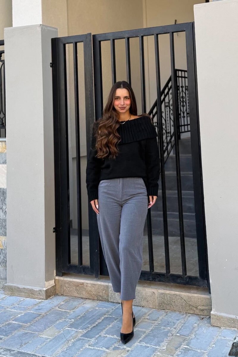 ONE COLOR KNITTED WOMAN SWEATER BLACK/ E ZEZE - 4