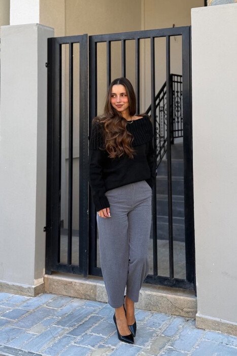 ONE COLOR KNITTED WOMAN SWEATER BLACK/ E ZEZE - 5
