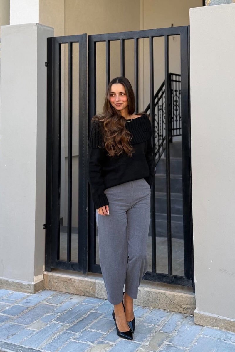 ONE COLOR KNITTED WOMAN SWEATER BLACK/ E ZEZE - 5