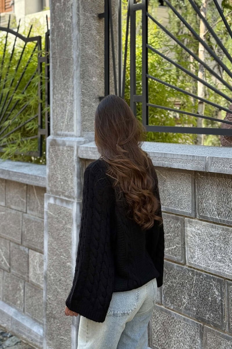 ONE COLOR KNITTED WOMAN SWEATER BLACK/ E ZEZE - 4
