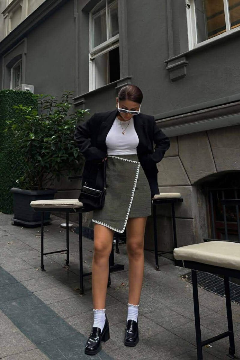 ONE COLOR KNITTED WOMEN SKIRT GREEN/JESHILE - 2