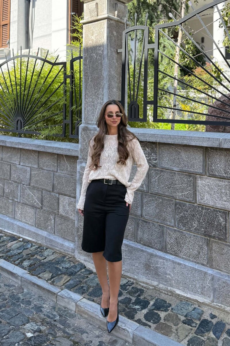 ONE COLOR KNNITED WOMAN SWEATER BEIGE/BEZHE - 4