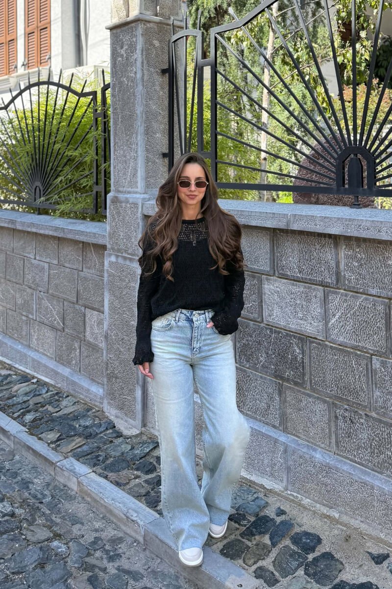 ONE COLOR KNNITED WOMAN SWEATER BLACK/ E ZEZE - 4