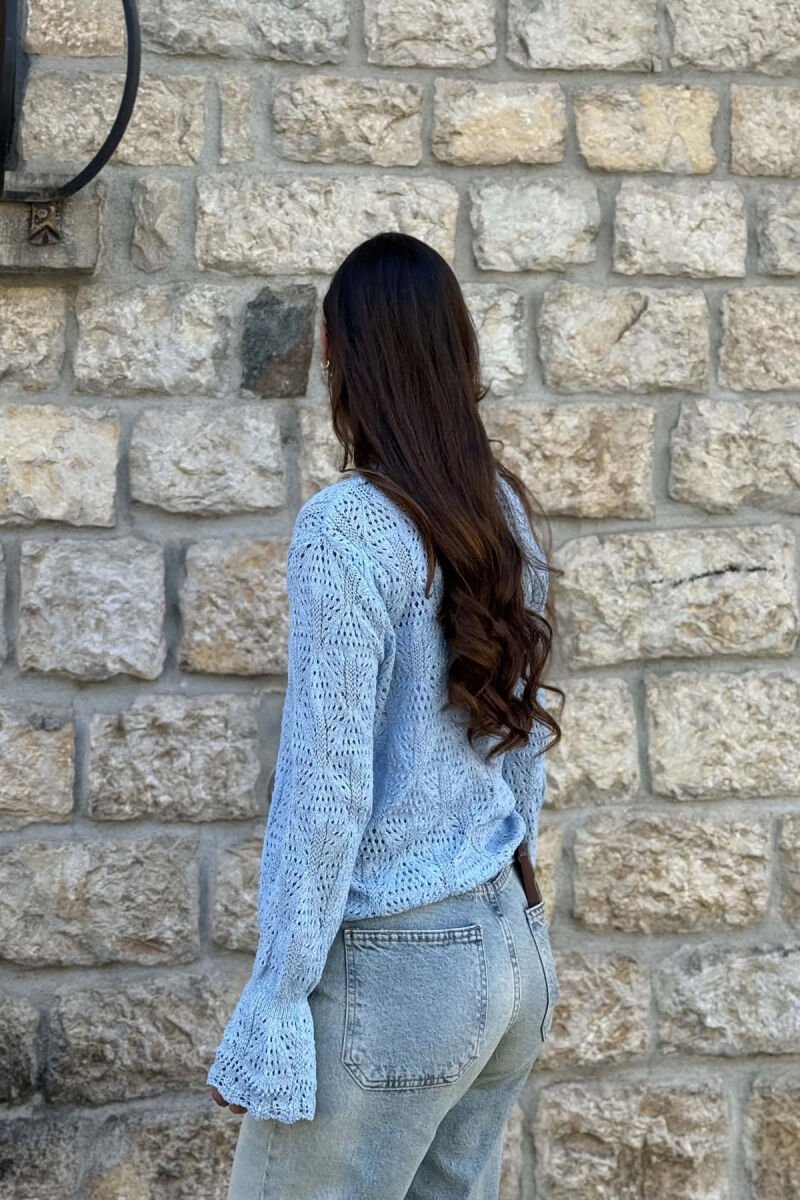 ONE COLOR KNNITED WOMAN SWEATER LIGHTBLUE/BZ - 4