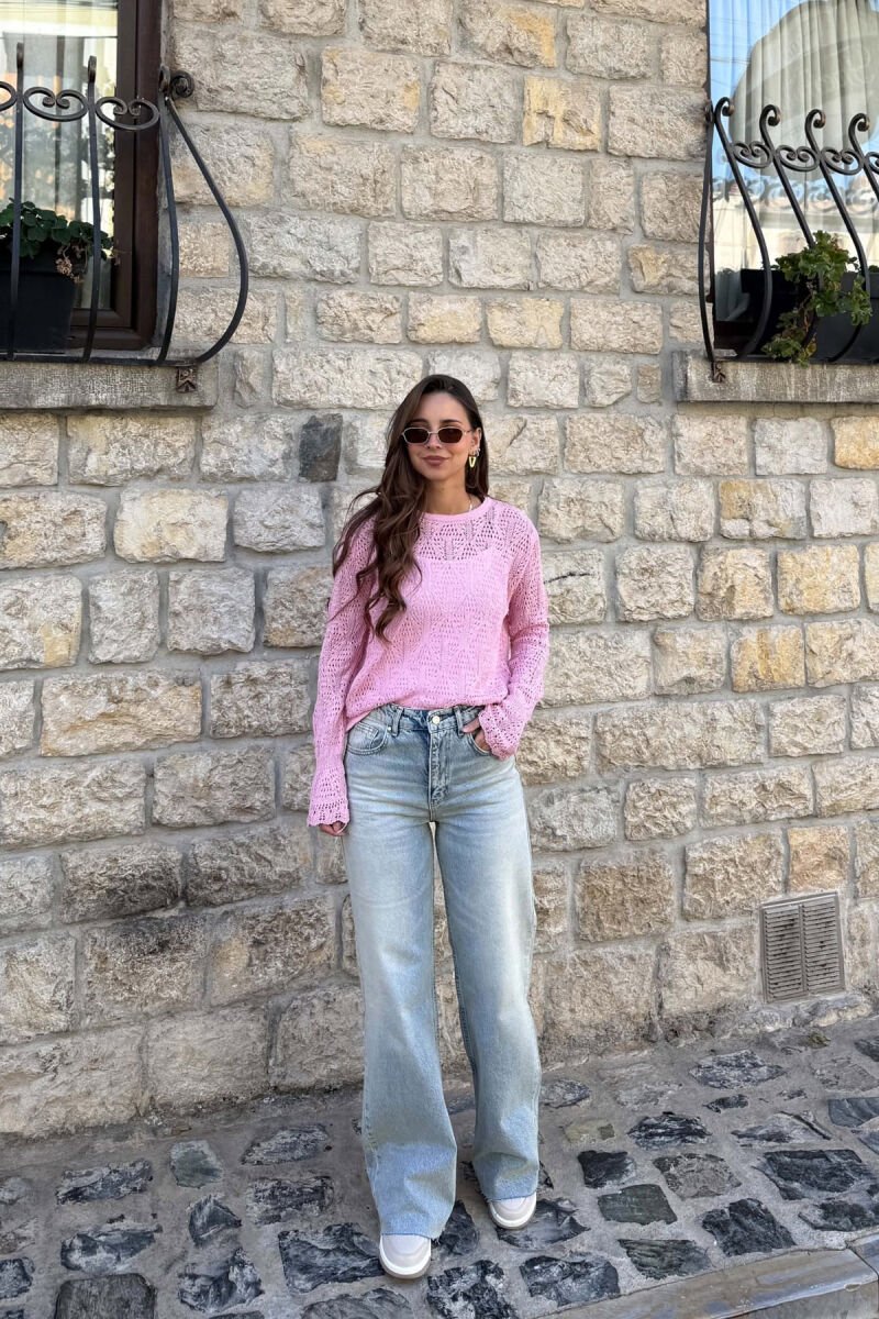 ONE COLOR KNNITED WOMAN SWEATER PINK/ROZE - 4
