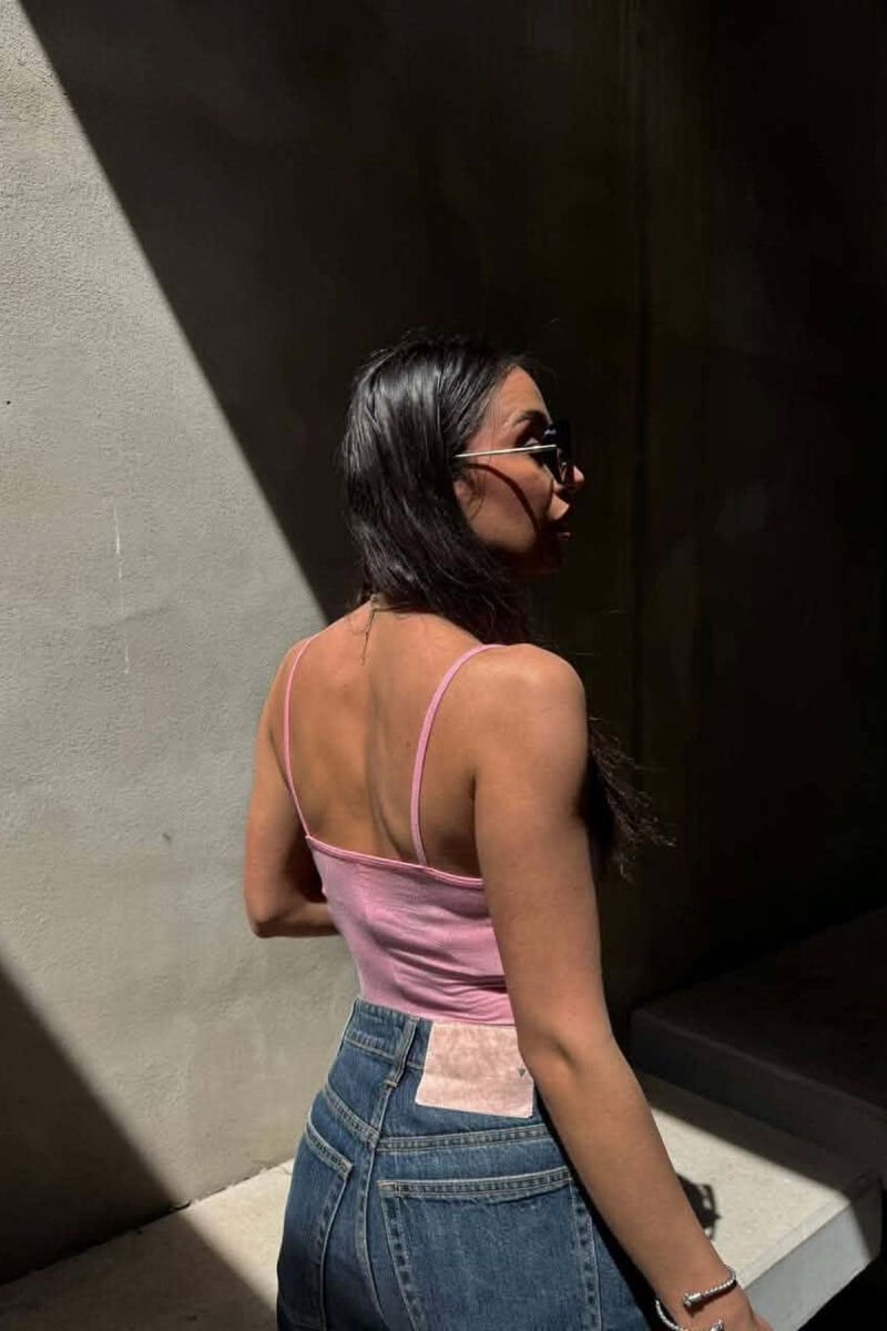 ONE COLOR LACE DETAIL WOMAN TANK TOP PINK/ROZE - 4
