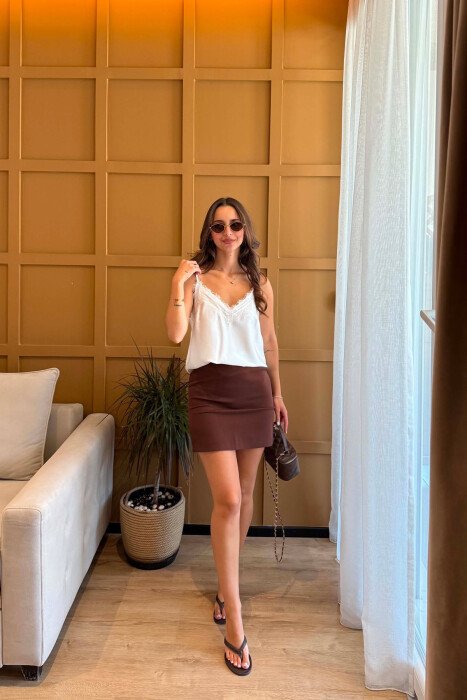 ONE COLOR LACE DETAIL WOMAN TANK TOP WHITE-E BARDHE - 2