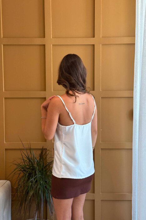 ONE COLOR LACE DETAIL WOMAN TANK TOP WHITE-E BARDHE - 3
